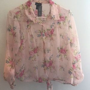 See through tie up shirt